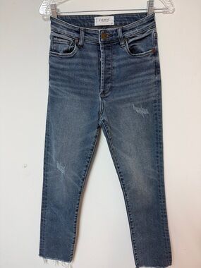 Evereve High-Rise Straight Jeans - Medium Blue